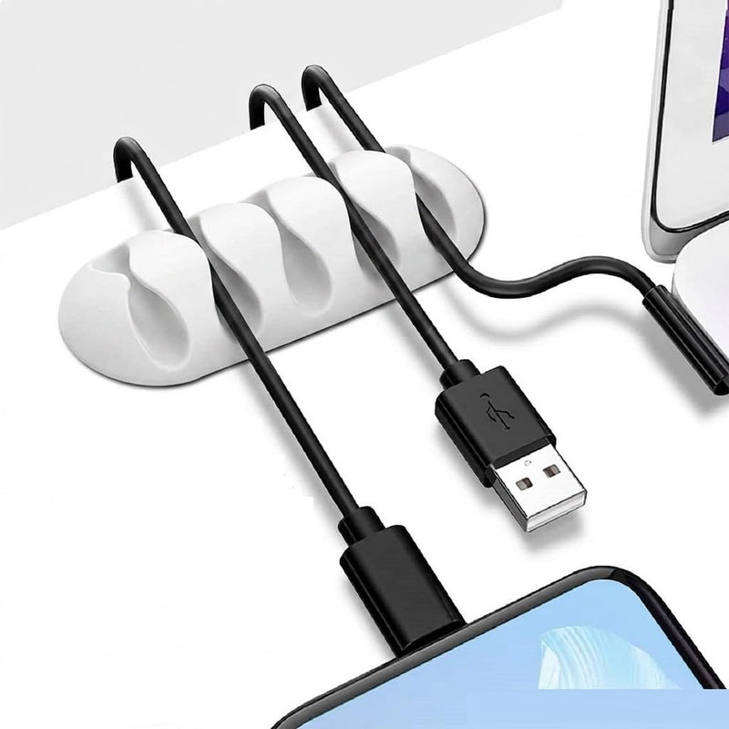 1 Pack TPR White Cord Organizer - Adhesive Cable Clips Holder for Desk, Wall, Car - Wire Management Clips for iPhone Charger, USB, Computer Cables -Cord Keepers with Strong Sticky Backing
