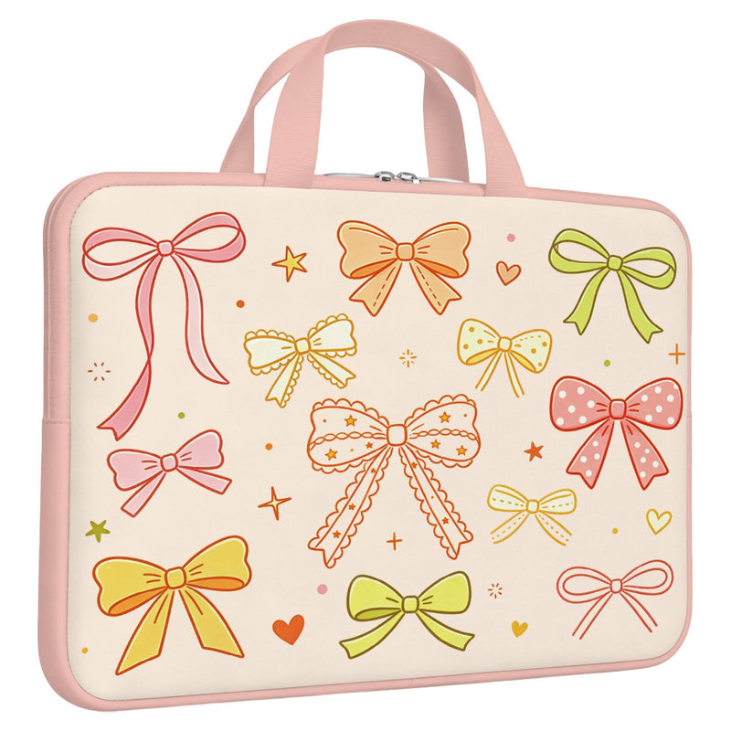 MAYJOYDIY Sweet Bowknot Laptop Sleeve 13-16in Star Heart Computer Cover | Lace Trimmed Bow, Star Heart Print, Shockproof Protective Padding, for Carry Computer Travel Commute, Universal Laptop Case