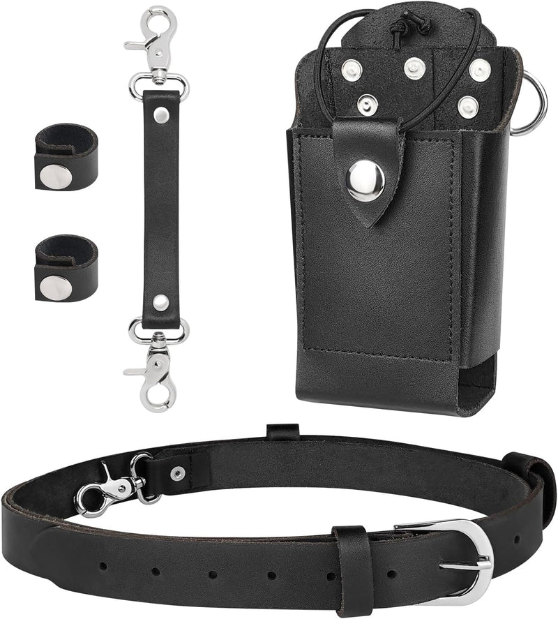 LUITON Leather Radio Holster Bundle Set for Firefighter EMS EMT,Includes Radio Strap and Radio Holder, Anti-sway Strap,Cord Keepers Compatible with Motorola APX Series - for Firefighters, EMT, Police