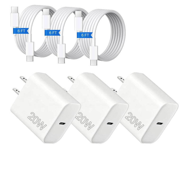 20W Fast Charger for iPhone 15 16 17, Portable Charging Block with 6FT USB-C Cable
