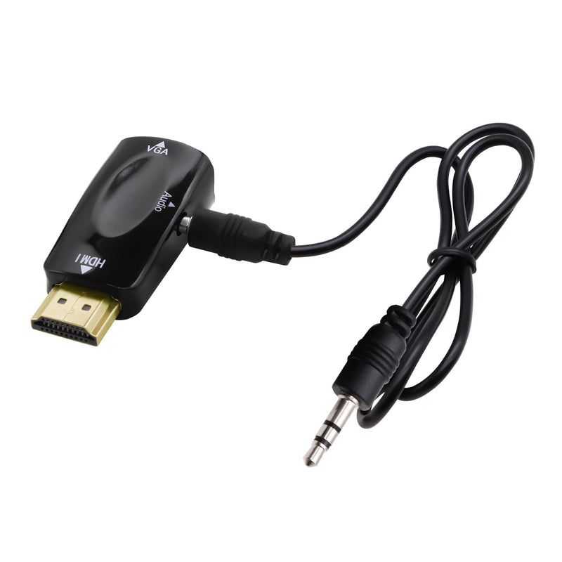 HDMI to VGA Adapter Converter with 3.5mm Audio Jack | HDMI Male to VGA Female,1080P,0.5M 3.5mm Audio Cable, for PC HDTV Monitor Projector