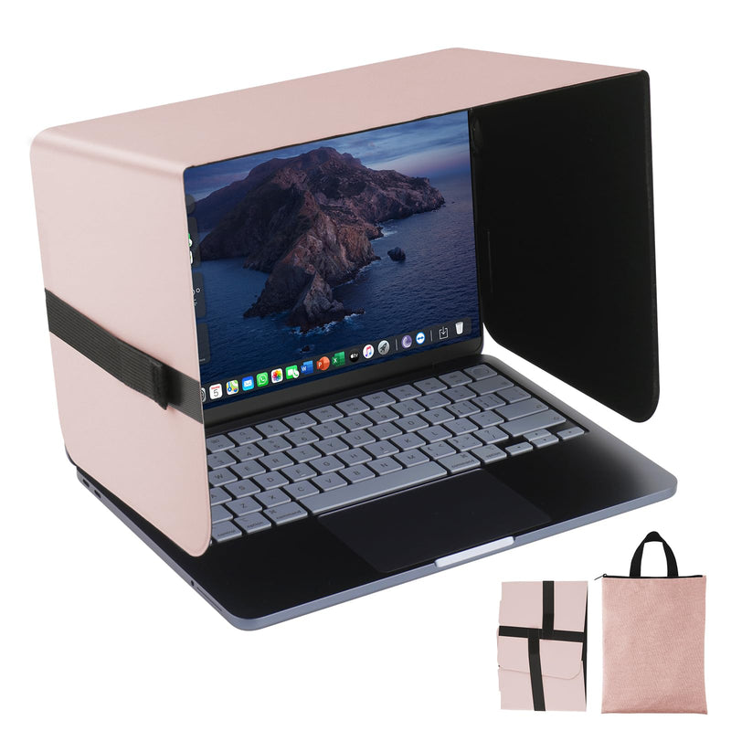 HoYiXi Foldable Laptop Sun Shade & Privacy Shield - Fits 15-16'' Laptop Compatible MacBook, Dell, Surface - Blocks Sunlight, Protects Privacy, Working Outdoor Travel,Anti - Glare,Pink Pink 15-16 inch Laptop