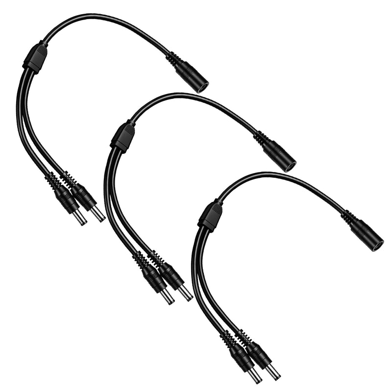 3 PCS 1 to 2 Way DC Power Splitter, 5.5mm x 2.5mm 12V/24V Volt Power Splitter 1 Female to 2 Male for CCTV Surveillance Cameras LED Strips