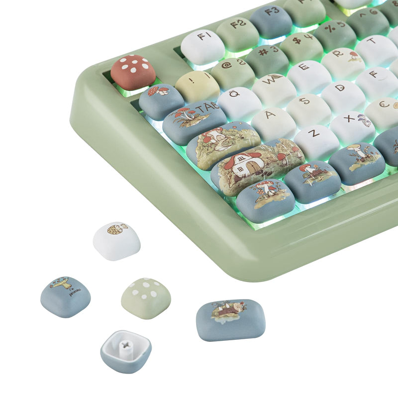 KiiBOOM Keycap Set - Little Shroom Pack, MOG Profile, 5-Side Dye-sub PBT | 137 Keys, MX-Style Compatible for Alice, 60%, 65%, 75%, TKL, 96%, Full Size, ANSI Layout Mechanical Keyboards (After Rain) After Rain