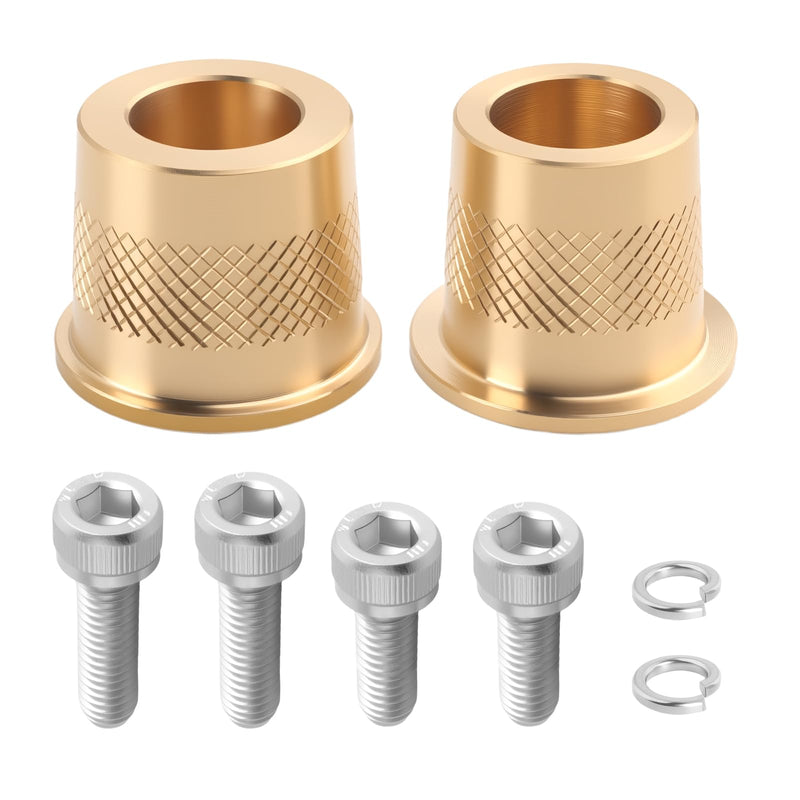 SAE 580 Short Brass Battery Post Adapter Kit,Knurling Car Battery Terminal Adapter with Washer/2 Lengths of M6 Screws,Essential Batteries Post Terminals Adapters for Car Audio System