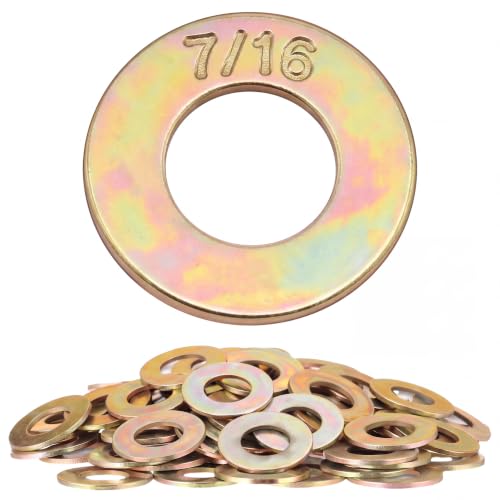 Flutesan 100 Pcs 7/16'' Flat Washer for Screw Bolt,Grade 8 SAE Bulk 7/16inch