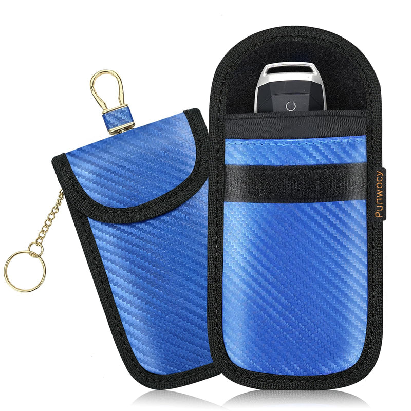 Faraday Pouch for Key Fob (2 Pack), RFID Blocking Faraday Bag | Everyday protection for home, commuting and travel. Fits larger smart keys and key fobs to help prevent relay attacks Medium Blue