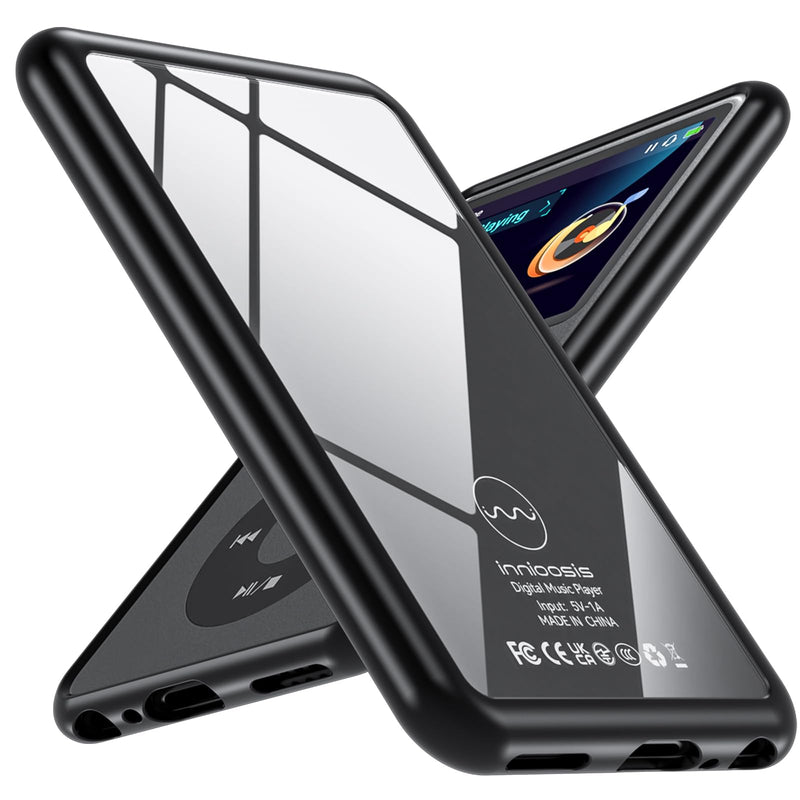 Ottpluscase Designed for innioasis Y1 MP3 Player Case, Shockproof TPU Bumper Transparent Back Anti-Scratch Slim Cover Protective Children Teenagers Case for Y1 MP3 Player, Black Black-Y1