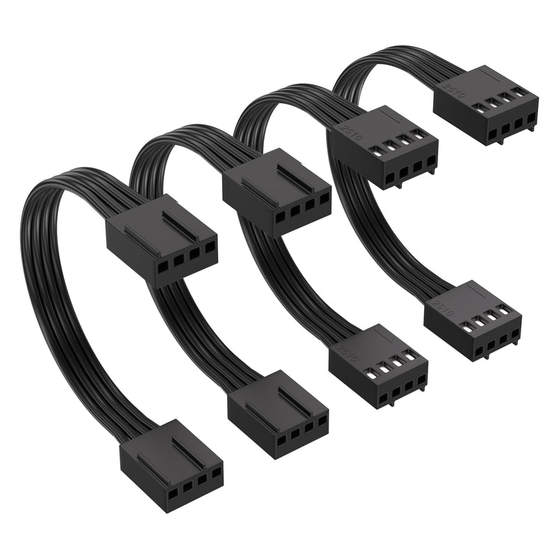 4 Pin PWM Fan Extension Cable Female to Female | PC Fan Extension Cable for CPU Coolers & PWM Fan Controllers - 10CM Black 4 Pack