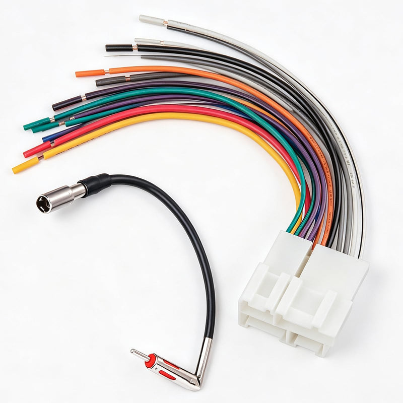 Radio Wiring Harness with Antenna Adapter Plug, Fit for 1989-2002 Chevy GMC Buick, Stereo Receiver Install Connector Kit, Audio Navigation DVD Tail Line, Plug and Play