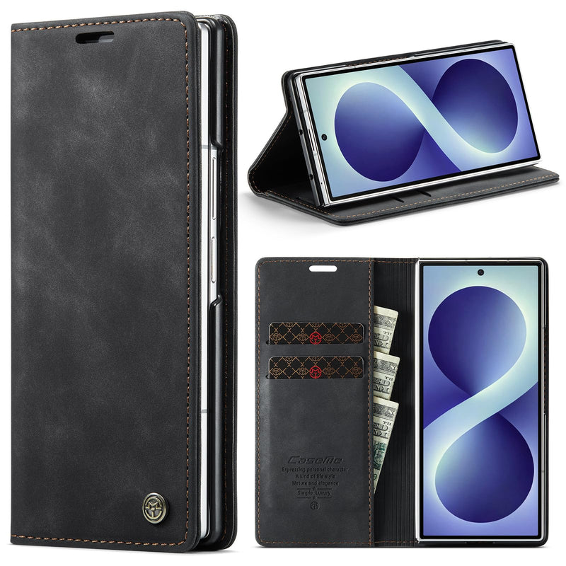 for Samsung Galaxy Z Fold 8 Ultra Case, Flip Wallet Leather Case with Card Holder Magnetic Closure Shockproof Kickstand Protective Phone Cases Cover for Galaxy Z Fold 8 Ultra, Black