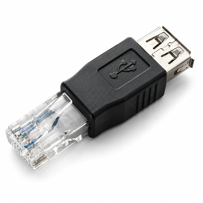 USB-A Female to RJ45 Male Passive Adapter Connector, 8P8C LAN Plug for Select ADSL Modem, Router and Network-Enabled Surveillance Device, Not a USB Network Adapter