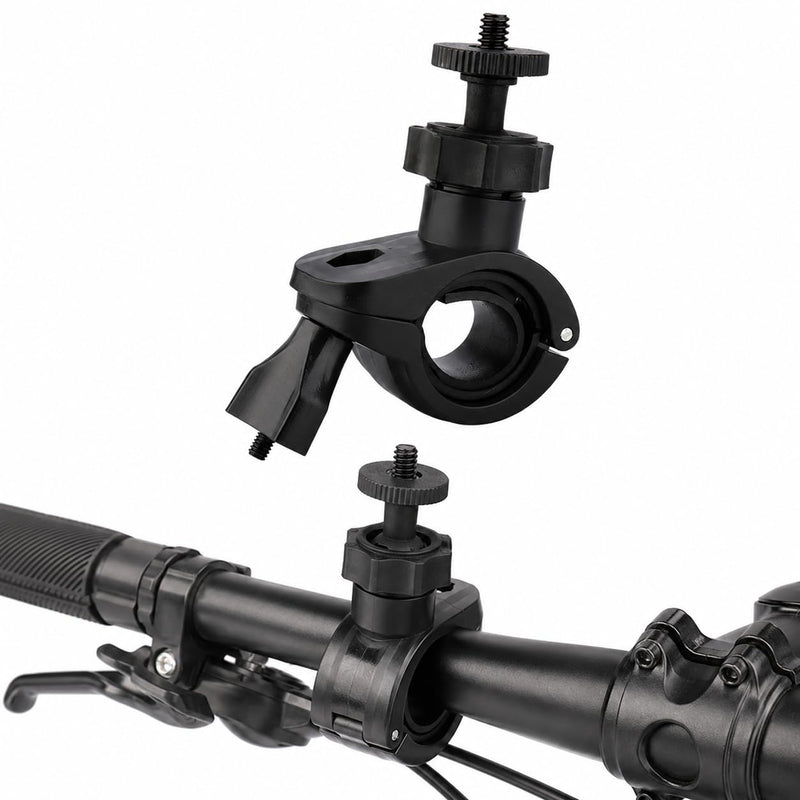 ABS Bike Camera Mount Holder, 1/4 Inch Screw Handlebar Clip Bracket for Action Cameras and Portable Speakers, Adjustable Bicycle Accessory