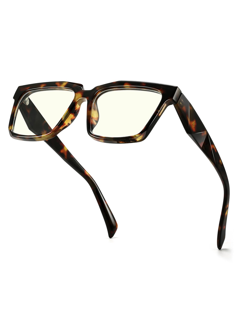 kimorn Square Blue Light Glasses for Women | Square Frame, Clear Lens, Lightweight Plastic, Office Study Gaming Tortoise