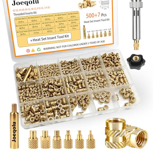 507Pcs SAE Brass Threaded Inserts with Tools for 3D Printing