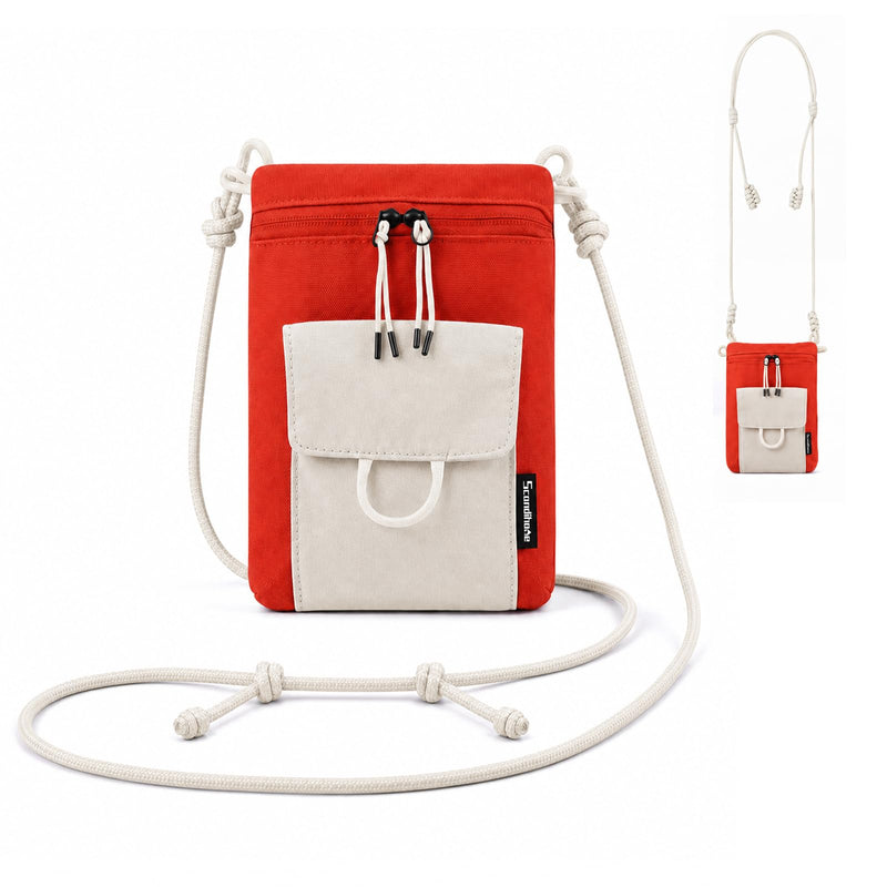 Cell Phone Pouch with Strap Lightweight Crossbody Phone Purse with Nylon Lanyard Fits iPhone 12-17 for Travel Casual Walking Red