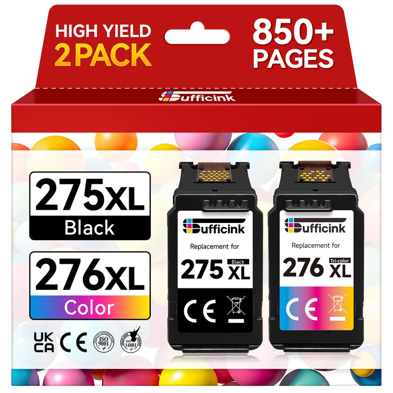 PG-275XL CL-276XL Replacement for Canon 275 and 276 Ink Cartridges Compatible for Canon Ink 275 and 276 275XL 276XL fit for PIXMA TS3722 TR4720 TS3700 TS3522 TR4700 TS3500 TS3520 TS3720 TR4722 Printer
