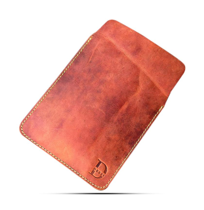 Dessi Handmade Crazy Horse Full Grain Leather Slim Sleeve Case for Standard Kindle Paperwhite (Not 2024), iPad mini, Kobo Ereader, Moleskine Pocket Journal, Field Notes - 8 Inch Travel Pouch Cover