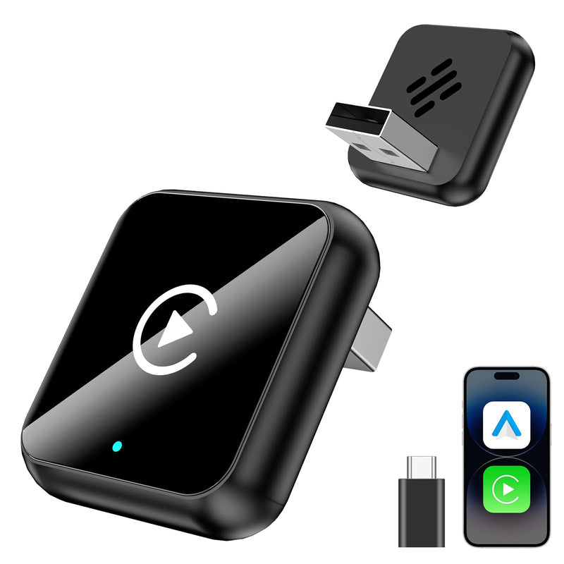 2-in-1 Wireless CarPlay Android Auto Adapter, Plug & Play CarPlay Adapter,Fast Auto Reconnect,Convert Wired to Wireless for Factory Cars,Wide Compatibility for Most Cars Black
