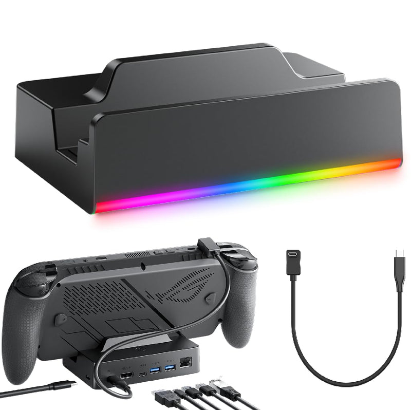 Docking Station for ROG Xbox Ally X, TanReginal Dock for Steam Deck/Legion Go, 6-in-1 ROG Ally Hub with 4K@120Hz HDMI, Gigabit Ethernet Port, 100W PD Fast Charging, Dual USB 3.2 Ports black