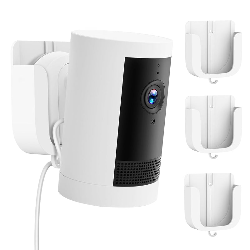 3 Pack No Drill Camera Mount for Ring Outdoor Cam Plus, Easy Installation Mounting Camera Holder with Strong Adhesive Tape or Screws, White Wall Mount for Ring Outdoor Camera