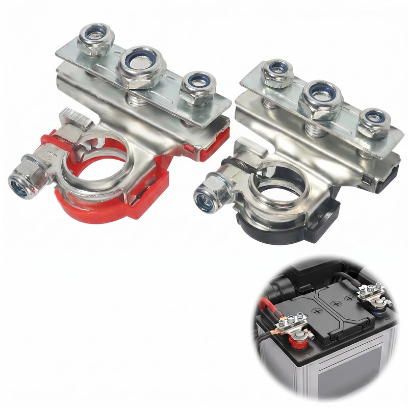 2PCS Battery Terminal Connectors, 12V Automotive Top Post Battery Wire Cable Terminals Clamp Connectors, 3 Way Positive and Negative Car Batteries Terminal Clamps, Universal for Car Boat Van