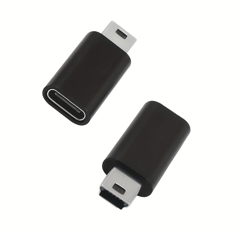 USB-C to Mini USB Adapter, Type-C Female to Mini USB Male, Supports Charge & Data Sync, Compatible with Digital Camera, GPS, Dash Cam, MP3 Player