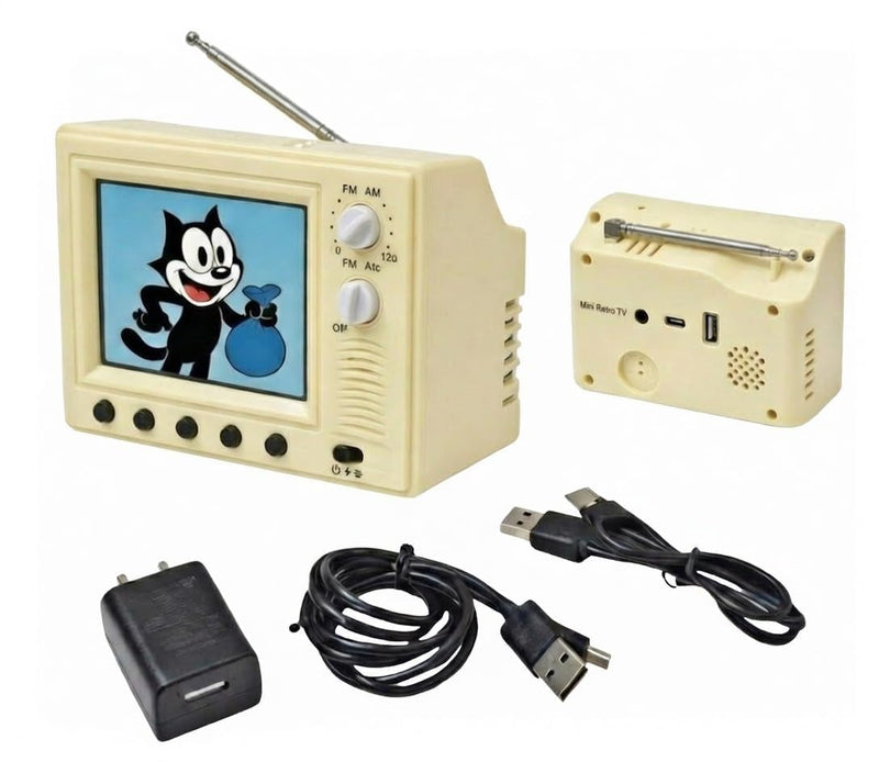 Mini Retro TV, Pixel Pocket Tiny TV, 2.4 Inch HD 480p with 8GB Storage, Support USB Upload Video, 180 Minutes of Battery Lifeg 1:12 Scale Classics for Dollhouse Miniature Scenes Gift1 (Yellow) Light Yellow