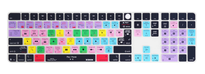 Final Cut Pro Shortcut Keyboard Cover for iMac M4 Magic Keyboard with Touch ID and Numeric Keypad A3119 iMac M4 Magic Keyboard A3119 Final Cut Pro