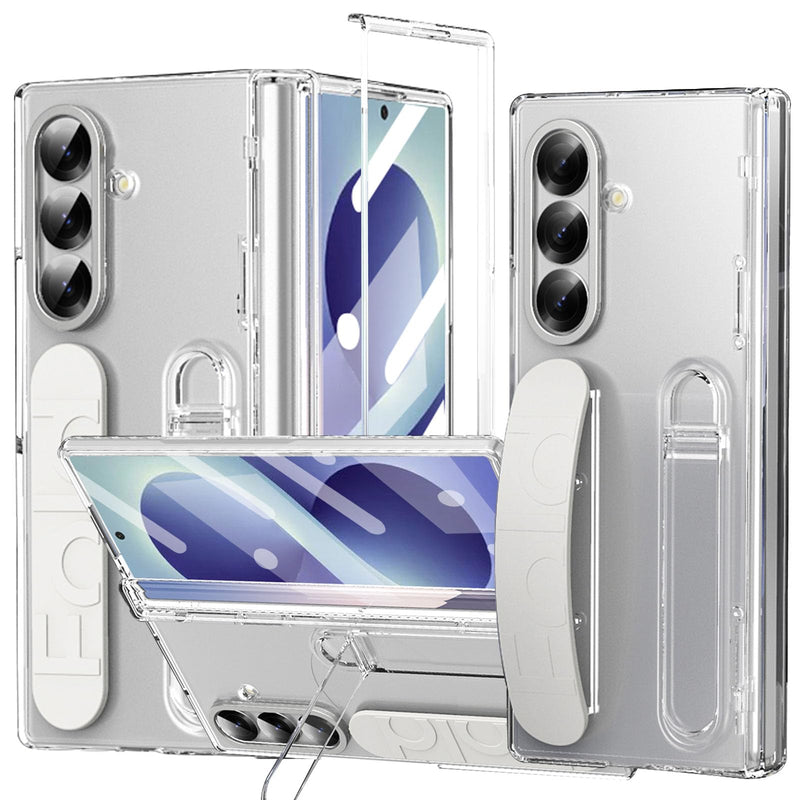 Finger Strap for Samsung Galaxy Z Fold 8 Ultra Case, All-Round Hinge Protection Cover Screen Protector Kickstand Feature Hand Finger Grip Cover Matte Slim Phone Case for Z Fold 8 Ultra Clear