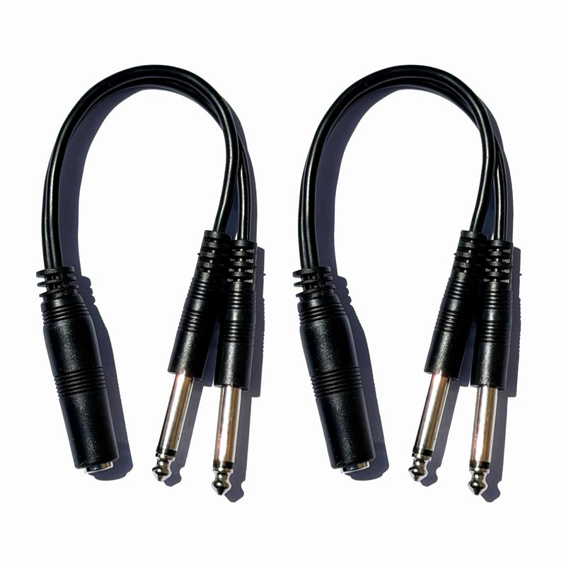 2-Pack 1/4" TS Female to Dual 1/4" TS Male Y Splitter Cable, Mono Audio Breakout & Signal Splitter Adapter for Mixers, Amplifiers, Effects Pedals & Recording Equipment