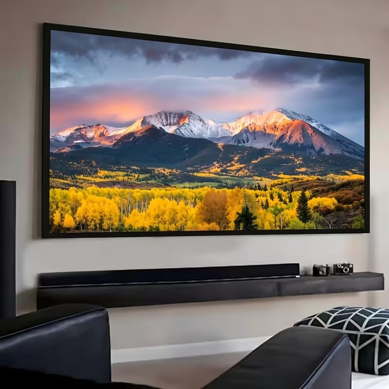 Multi-Size 60/84/100/120 Inch 4K Projector Display Screen, Portable Fold Washable Wrinkle Resistant Wall Screen for Home Theater & Business Presentation (100inch) 100inch