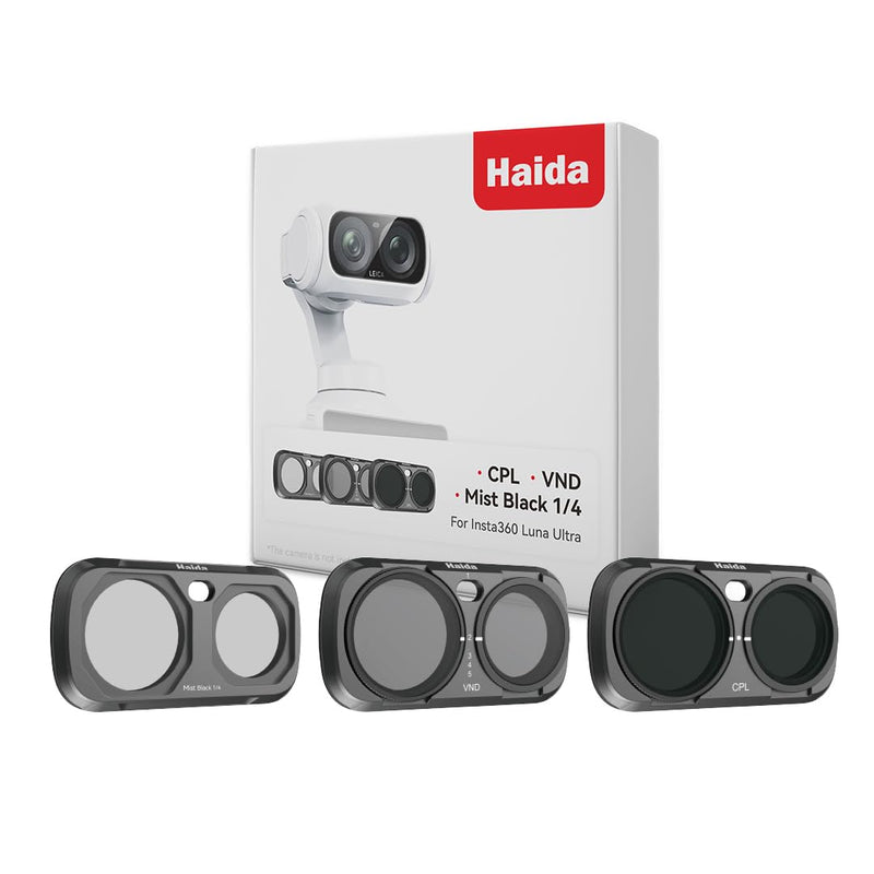 Haida Insta 360 Luna Ultra Magnetic Kit (CPL, VND, Mist 1/4) NanoPro-Black Filter Kit Black