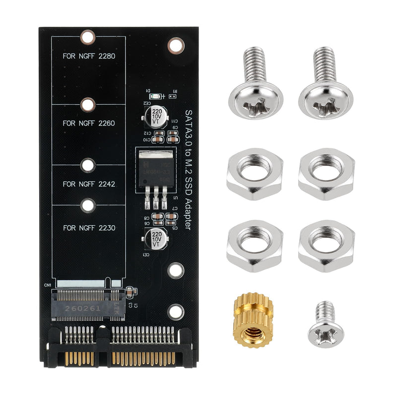 1 PC M.2 NGFF to SATA III Adapter Card (Black) | PCB with Copper Alloy, Driver-Free, for Upgrading Old Laptops, Desktops, or Adding M.2 SATA SSD Storage