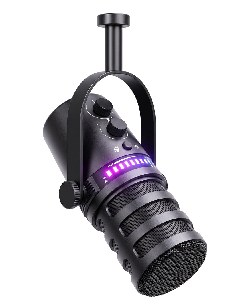 Streaming Microphone for Discord, RGB Mic for PC | Supercardioid pickup, noise cancellation, one-tap mute, gain control, 3.5mm jack, podcast, smartphone compatible