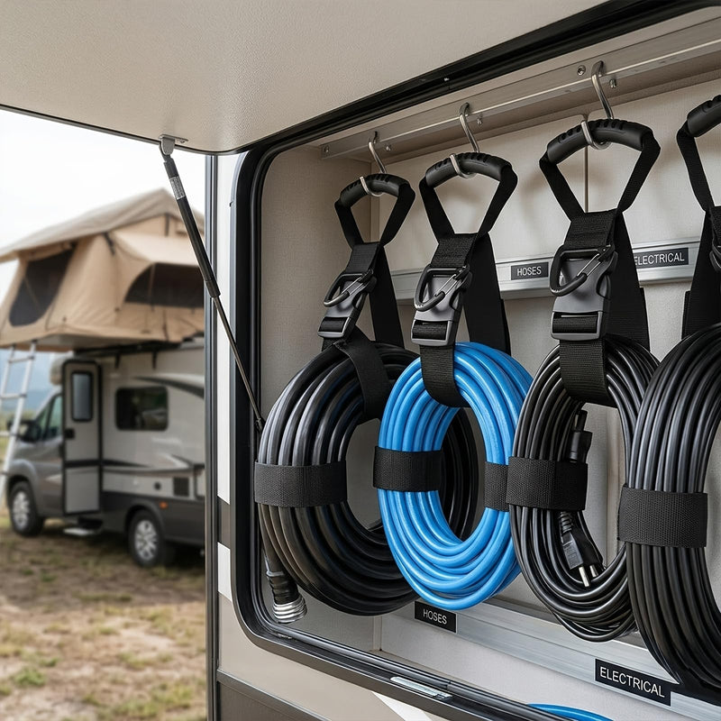 Garden Water Hose Holder Hanger, 22-Inch Moving Cable Organizer Straps with Handle & Buckle, 100LBS Load Capacity