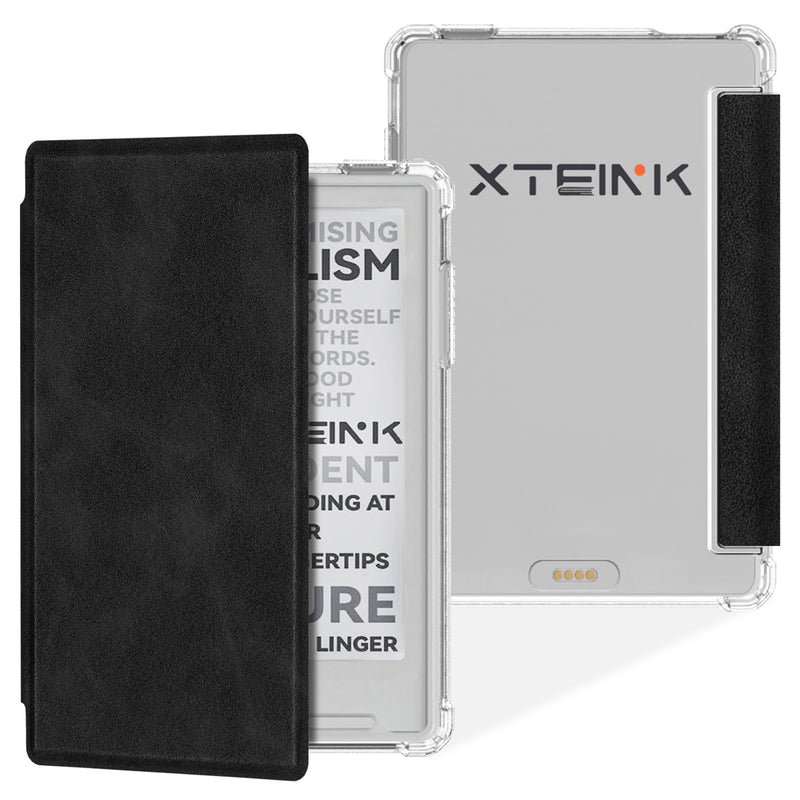 Case for Xteink X3 E-Reader,Clear Soft TPU Back Cover, Rock Black | Thin & Lightweight,Scratch Proof & Shockproof,Magnetic Closure,PU Leather Protective Cover for 3.7" Xteink X3