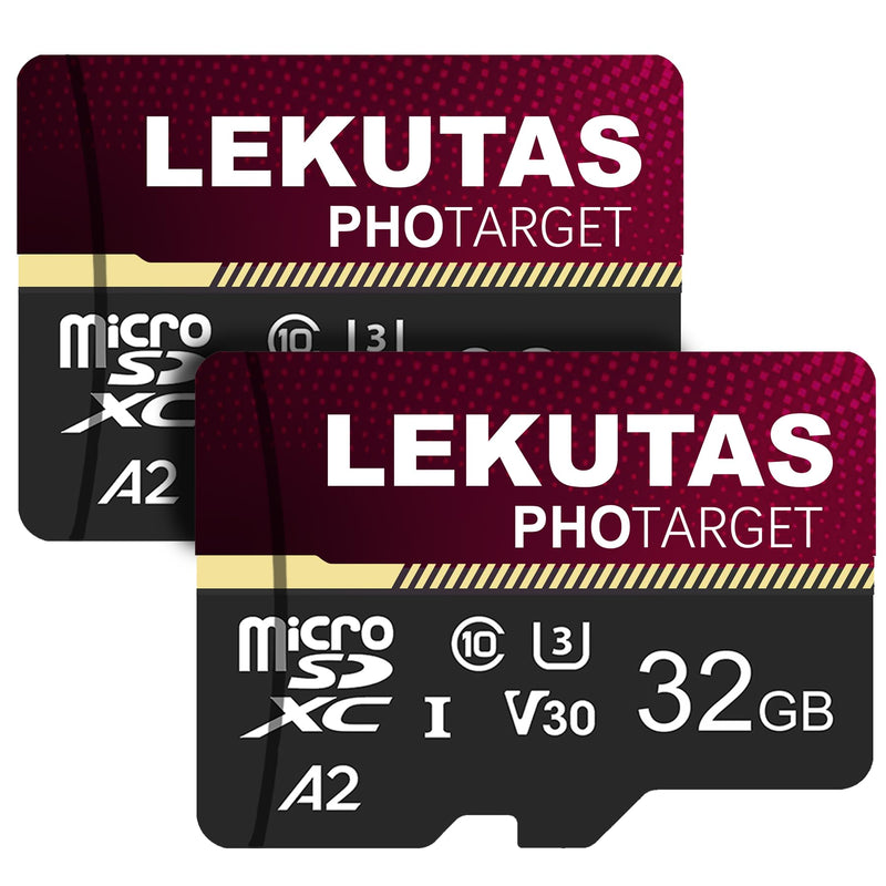 2-Pack 32GB Micro SD Card, microSDXC UHS-I Memory Card TF Cards | High Speed 80MB/s, Class 10, C10, U3, A2, V30, for Full HD, 4K UHD Video Recording, 2 Pack