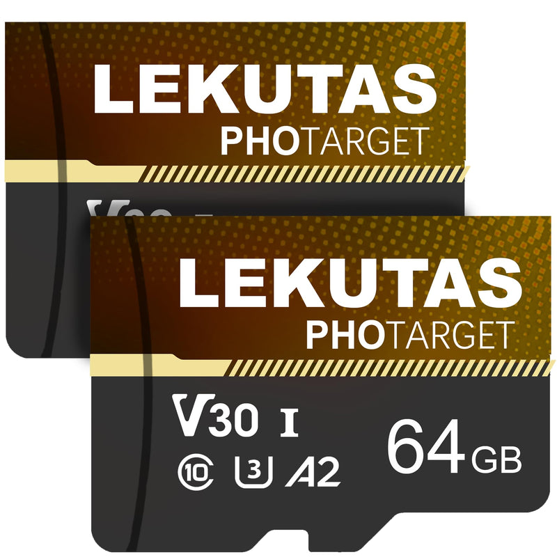 2-Pack 64GB Micro SD Card, microSDXC UHS-I Memory Card TF Cards | High Speed 80MB/s, Class 10 C10, U3, A2, V30, for Full HD, 4K UHD Video Recording, 2 Pack