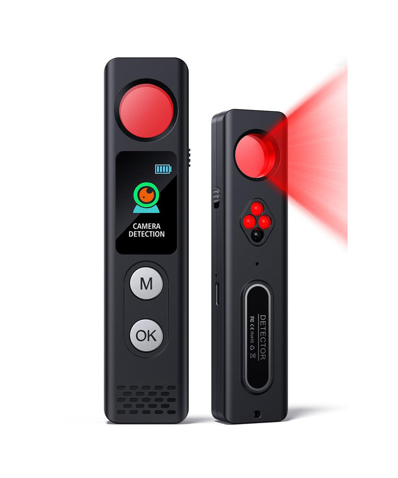 Hidden Camera Detectors, Anti-Spy Camera Finder with LED Screen Rechargeable GPS Tracker&Bug Detector, Anti-Theft Alarm, 7 Modes Portable Privacy Protection for Airbnb, Hotel, Car, Office Small