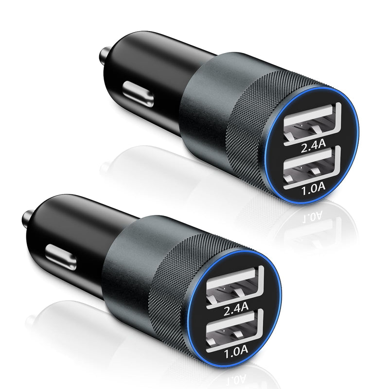 2 Pack(3.4A) USB Car Charger Dual USB Ports Cigarette Lighter USB Charger | iPhone 17 Car Charger Super Fast Charging Compatible with iPhone 17/17 Air/17 Pro Max/17e/16/16 e/16 Pro/15 Plus/14/13/12/11