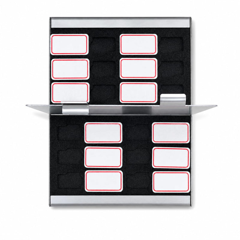 6/12 Slot TF Card Storage Organizer with Anti-Static EVA Interior, Lightweight Portable Memory Card Storage Box (12 TF Slots Silvery) 12 TF Slots Silvery