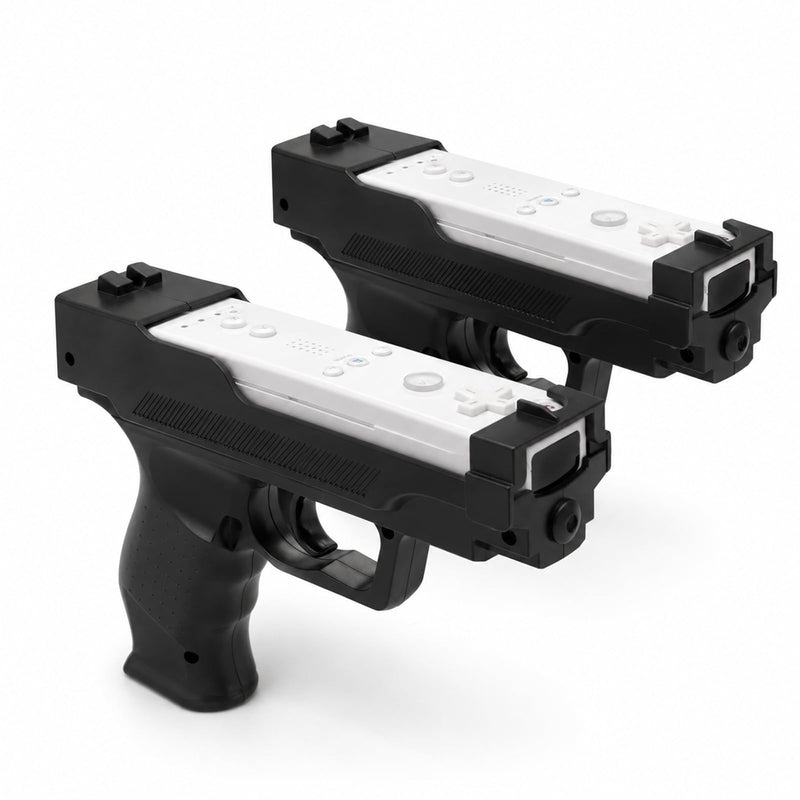 Wii Gun, Motion Plus Adapter for Nintendo Wii Remote Controller, 2 Pack | One-Handed Grips Wii Gun, Built-in Motion Plus Adapter, Gaming Accessories for Nintendo Wii and Wii U, Shooting Games Bblack