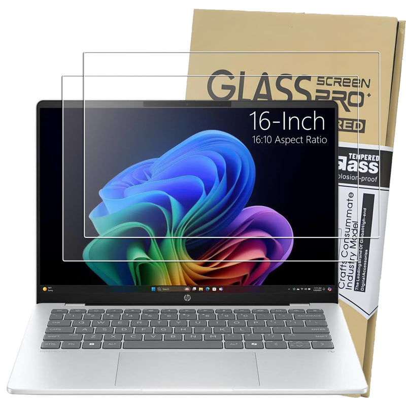 2Pack 16" Universal Laptop Screen Protector Tempered Glass Compatible with HP/Dell/Acer/ASUS/Samsung/Lenovo/MSI/Toshiba/LG/Razer Blade 16:10 Aspect Ratio Screen, Bubble Free,Anti Scratch Ultra-Clear