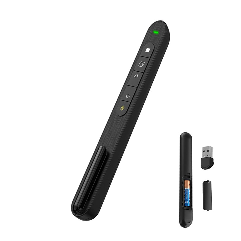 Presentation Clicker with Red Beam, 328ft Wireless Presenter Remote, Magnetic USB Receiver for PowerPoint Windows macOS Android Linux