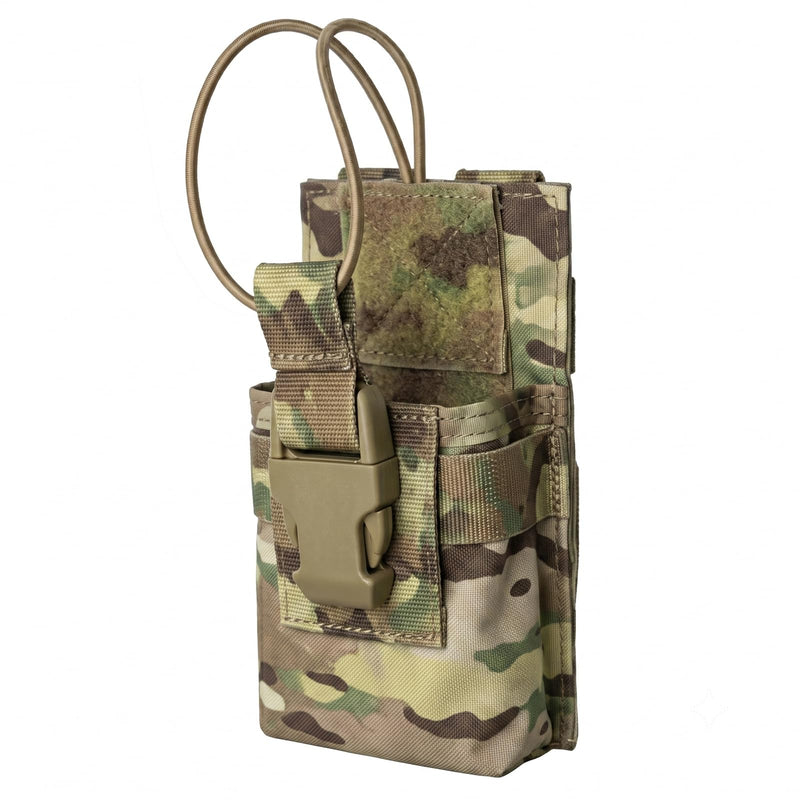Tactical Radio Holster 500D Nylon MOLLE Walkie Talkie Pouch with Adjustable Bungee Quick-Release Buckle for Duty Belts, Vests, and Backpacks (Multicamo) Multicolor