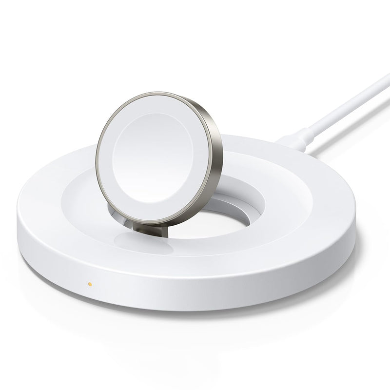 Lamicall for Apple Watch Charger Stand - Magnetic Fast iWatch Charging Dock | Metal Charger Back Plate, Overheat Protection, Portable for iWatch Series 1-11, SE, Ultra, 38-49mm, Nightstand Office Travel Matte White