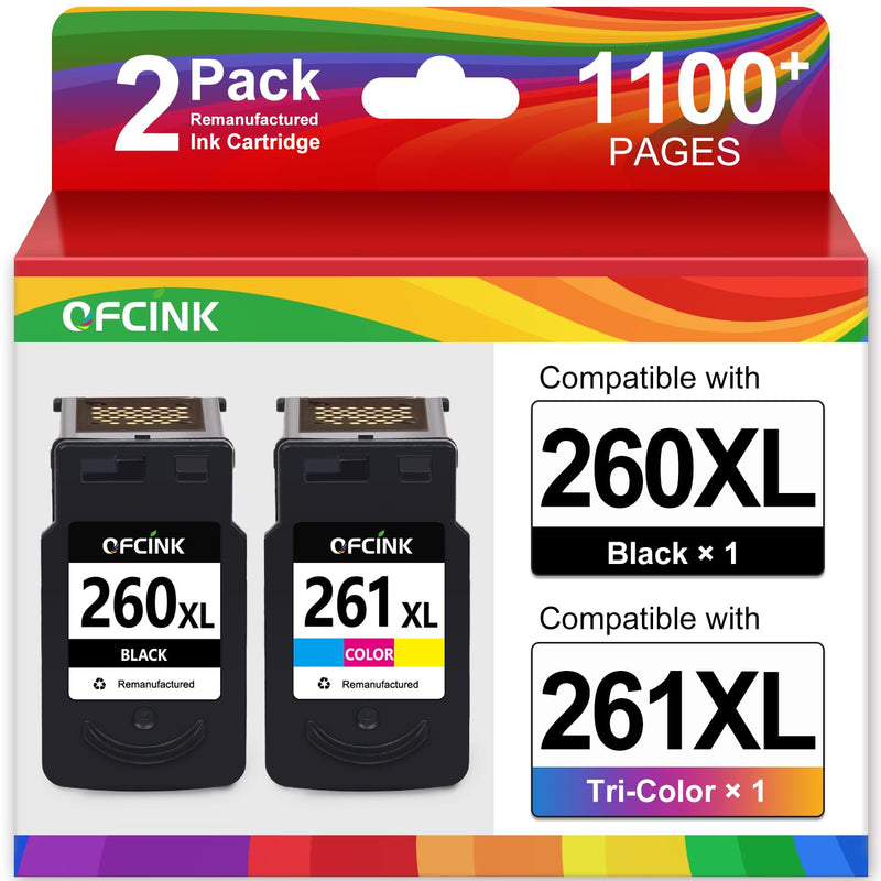 260XL 261XL Replacement for Canon 260 and 261 Ink Cartridges, 2-Pack | Remanufactured Compatible with PIXMA TS6420a TS6400 TS6420 TS5320 TR7020a Printer, Black Color Combo Pack, High Yield, PG-260