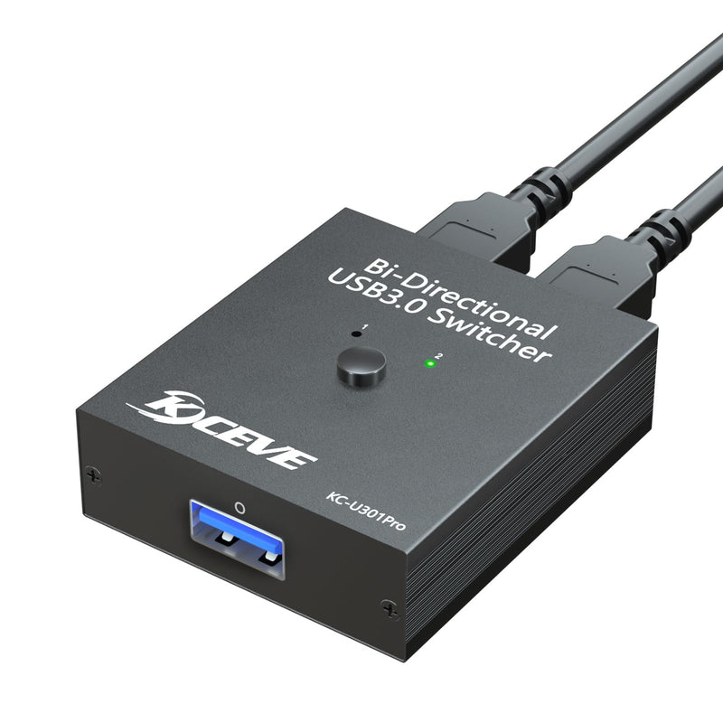 Bidirectional USB Switch 2 in 1 Out / 1 in 2 Out, USB 3.0 Switch Selector, for 2 Computers Share Keyboard Mouse Scanner Printer,USB Cable not Included