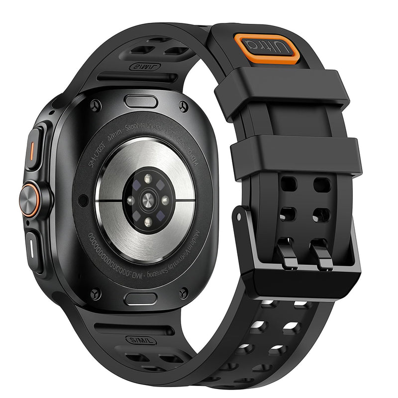 Sport Band Compatible with Samsung Galaxy Watch Ultra 9/8/7 Bands 47mm (2026/2025/2024), Rugged Ocean Wristband Breathable Silicone Sport Strap Waterproof Only for Galaxy Watch Ultra Bands Men Women Black S/M/L